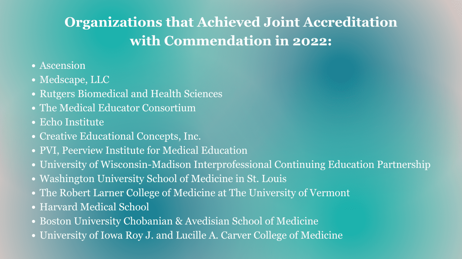 Joint Accreditation with Commendation